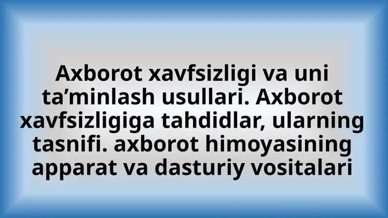 Axborot xavfsizligi