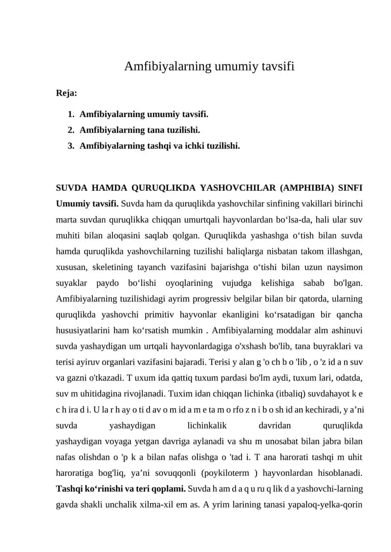 Amfibiyalarning umumiy tavsifi