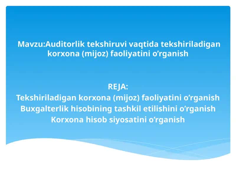 Auditorlik tekshiruvi vaqti dateri o'rganish
