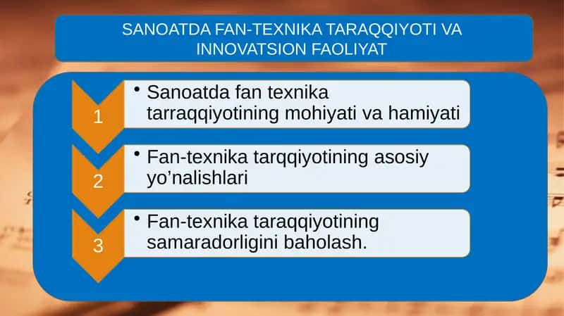 SANOATDA FAN-TEXNIKA TARAQQIYOTI VA INNOVATSION FAOLIYAT