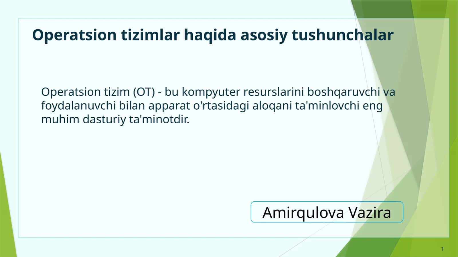 Operatsion tizimlar haqida asosiy tushunchalar