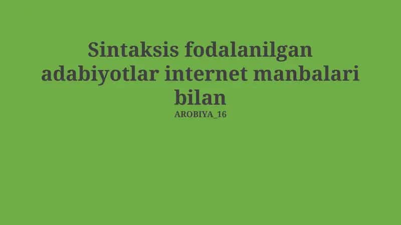 Internet adabiyotining sintaktik tahlili
