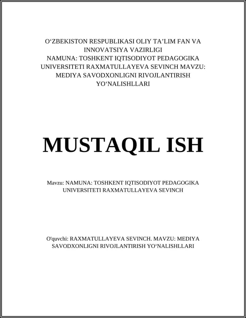 MEDIYA SAVODXONLIGNI RIVOJLANTIRISH YOʻNALISHLLARI