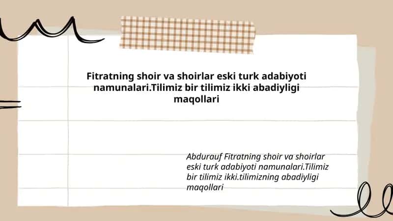 Fitratning shoir va shoirlar eski turk adabiyoti namunalari