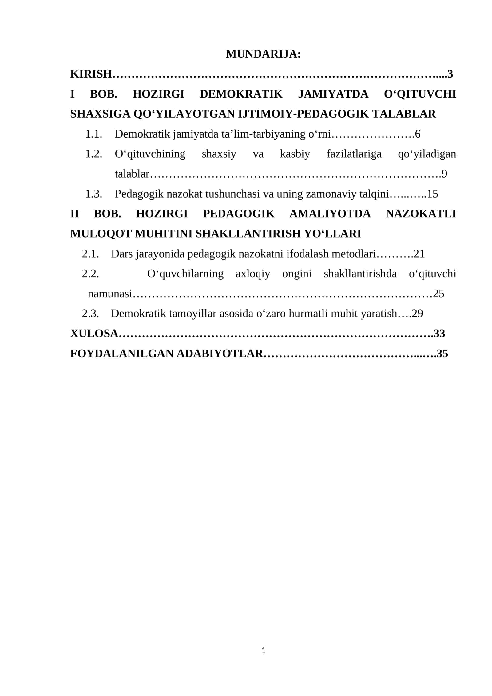 Demokratik jamiyatda ta’lim-tarbiyaning o‘rni