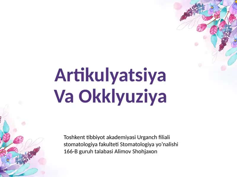 Artikulatsiya va okklyuziya