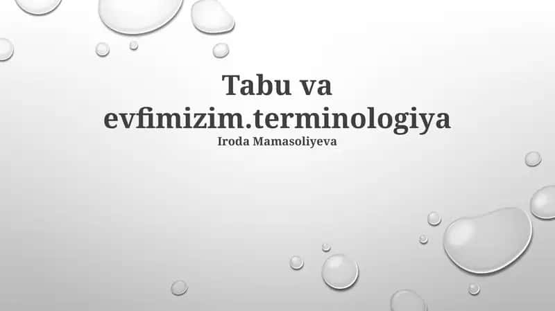 Tabu va evfimizim.terminologiya