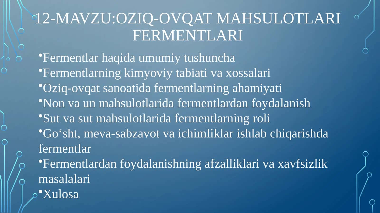 Oziq-ovqat Mahsulotlari Fermentlari
