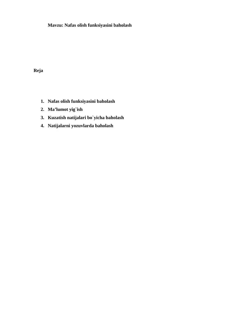 Nafas olish funksiyasini baholash