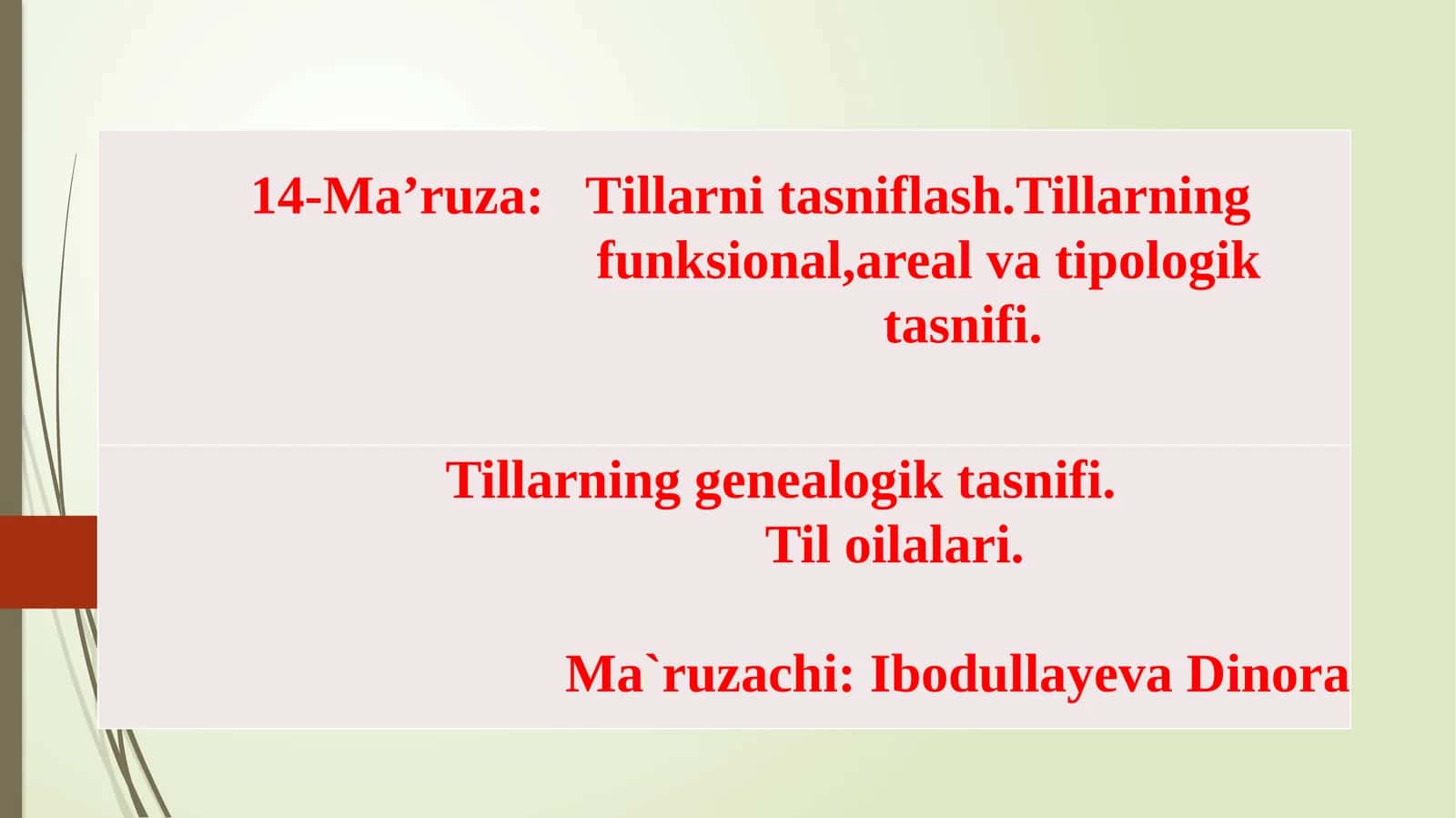 Тillarni tasniflash.Tillarning funksional,areal va tipologik tasnifi. Tillarning genealogik tasnifi. Til oilalari