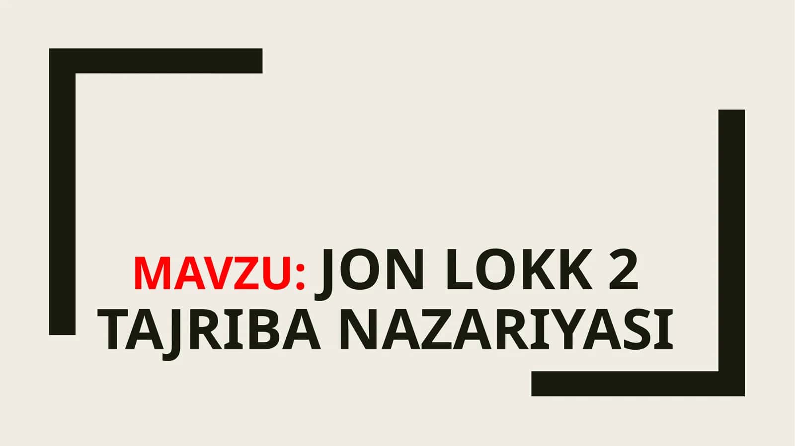 Jon Lokk tajribanazariyasi