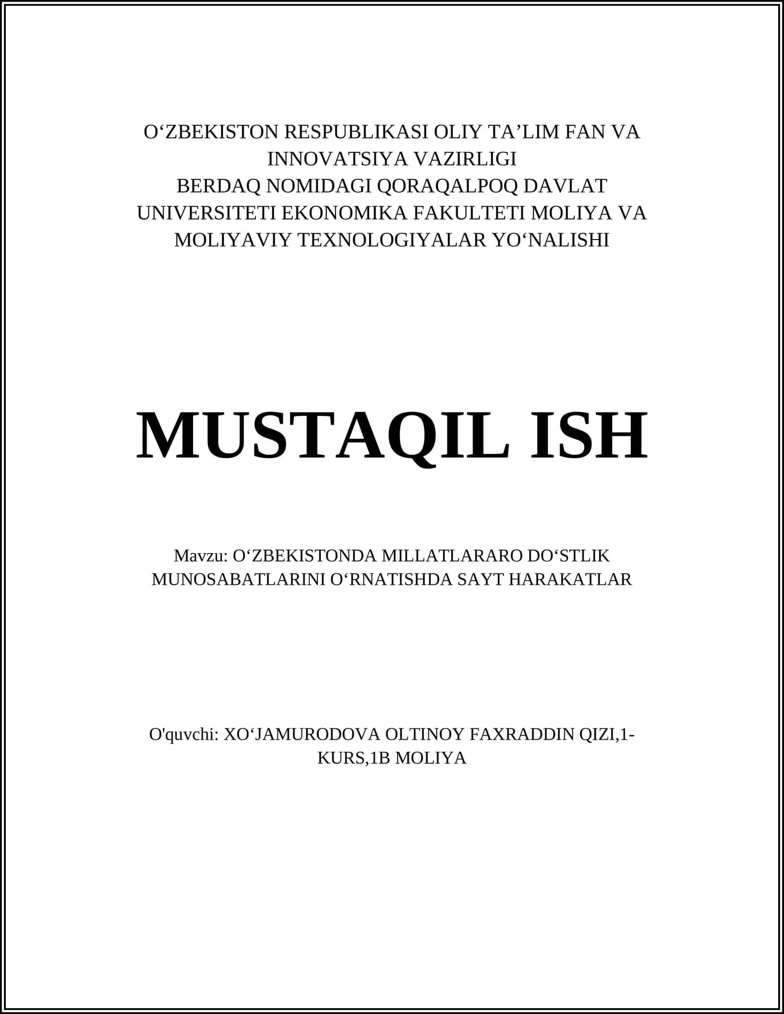Oʻzbekistonda millatlararo doʻstlik munosabatlarini oʻrnatishda sayt harakatlari