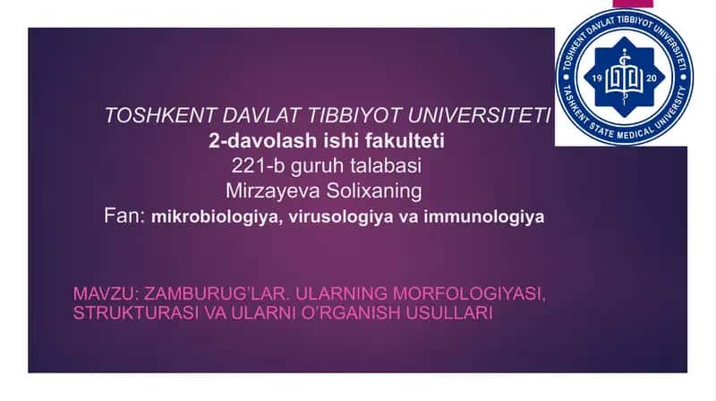 Zamburug'lar. Ularning morfologiyasi. Strukturasi va ularni o'rganish usullari.