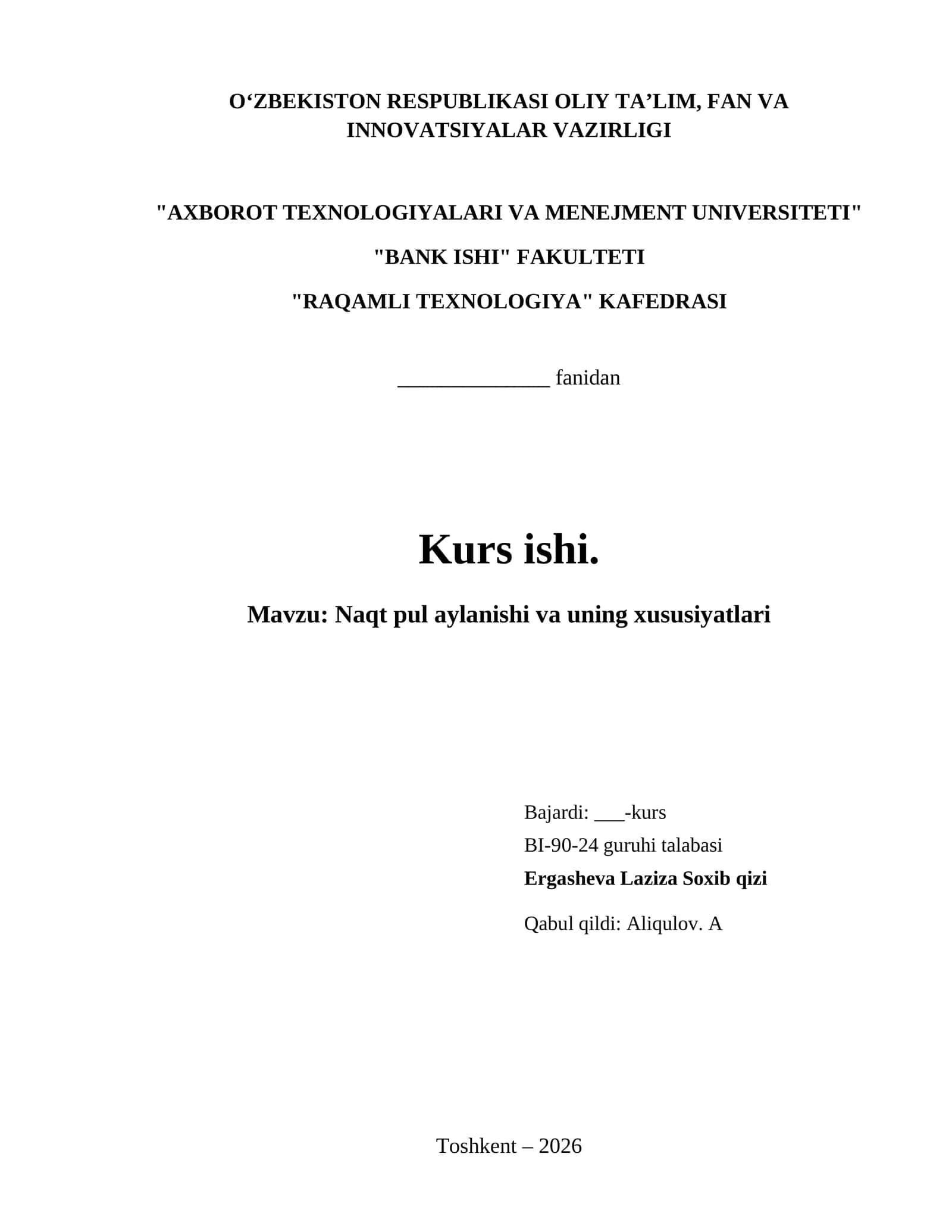 Naqt pul aylanishi va uning xususiyatlari