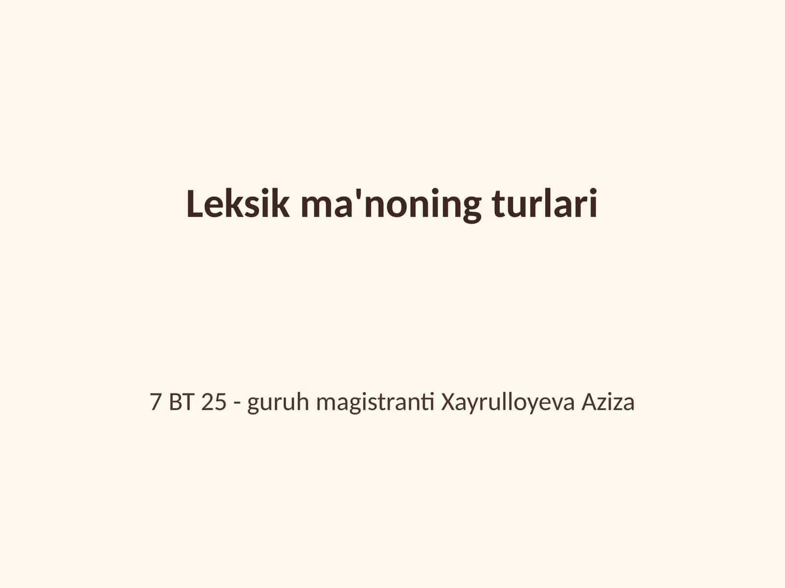 Leksik ma'noning turlari
