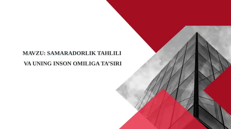 SAMARADORLIKTAHLILI VA UNING INSON OMILIGA TA’SIRI