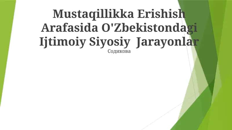 Mustaqillikka Erishish Arafasida O'Zbekistondagi Ijtimoiy Siyosiy Jarayonlar