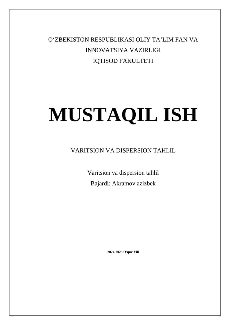 Varians va dispersiya tahlil
