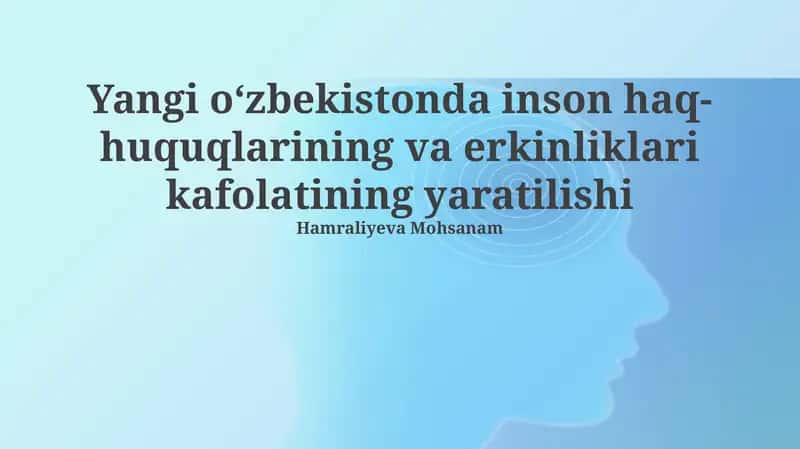 Yangi O'zbekistonda inson haq-huquqlarining va erkinliklari kafolatining yaratilishi
