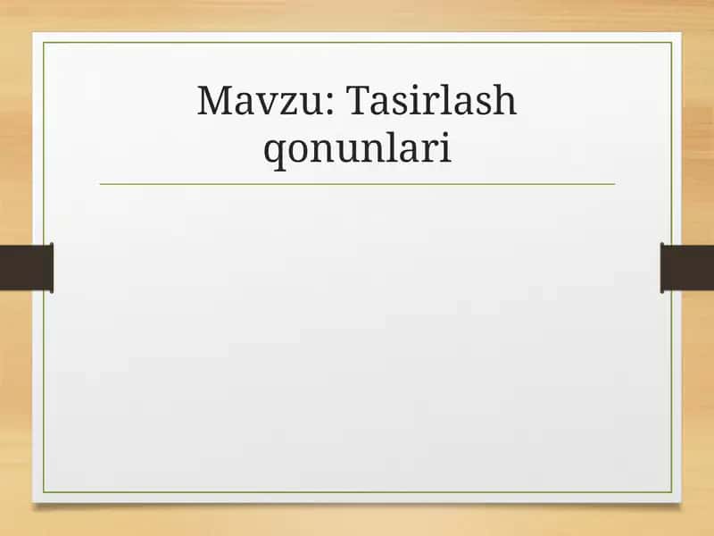 Tasirlash qonunlari