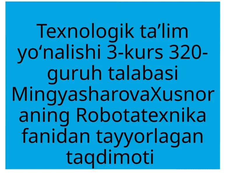 Robotlarning boshqarish tizimlari