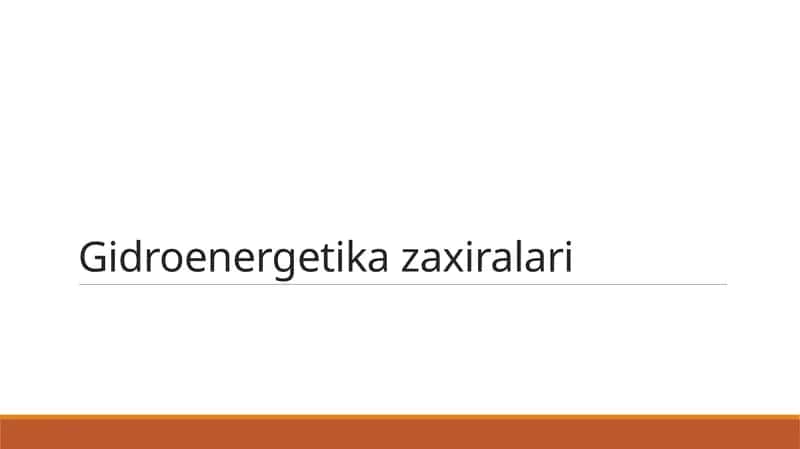 Gidroenergetika zaxiralari