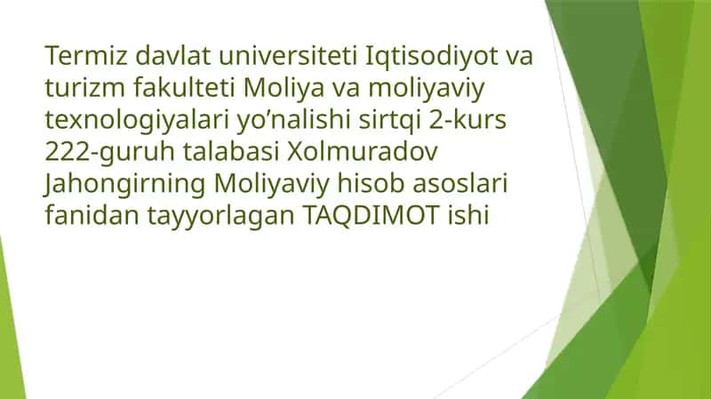 Pul mablag'larining hisobi