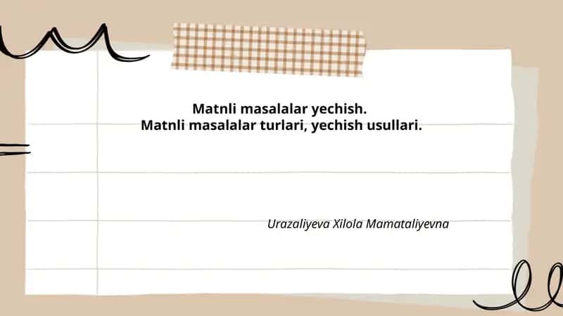 Matnli masalalar yechish