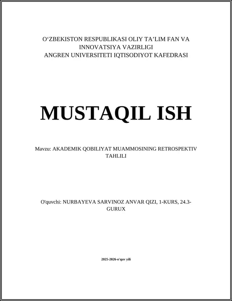 AKADEMIK QOBILIYAT MUAMMOSINING RETROSPEKTIV TAHLILI