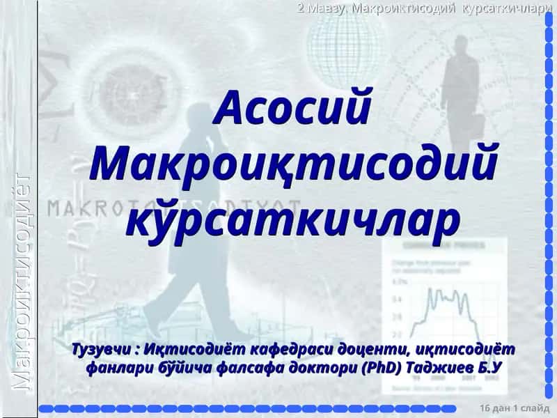 Асосий Макроиқтисодий кўрсаткичлар