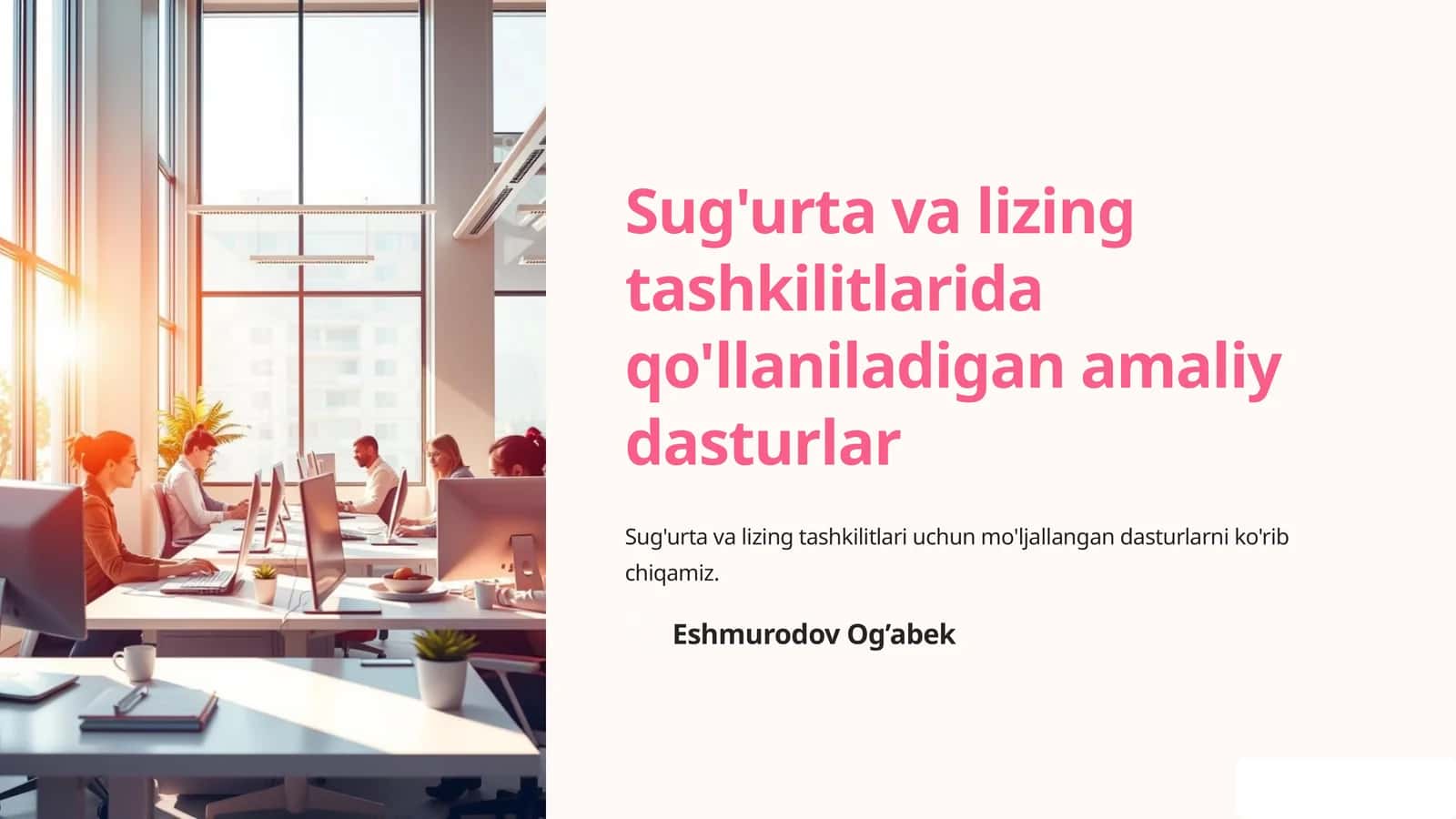 Sug'urta va lizing tashkilitlarida qo'llaniladigan amaliy dasturlar