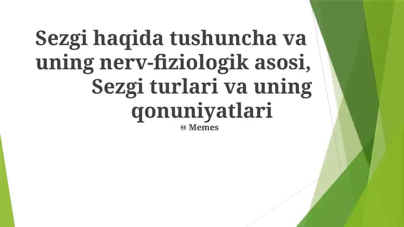 Sezgi haqida tushuncha va uning nerv-fiziologik asosi
