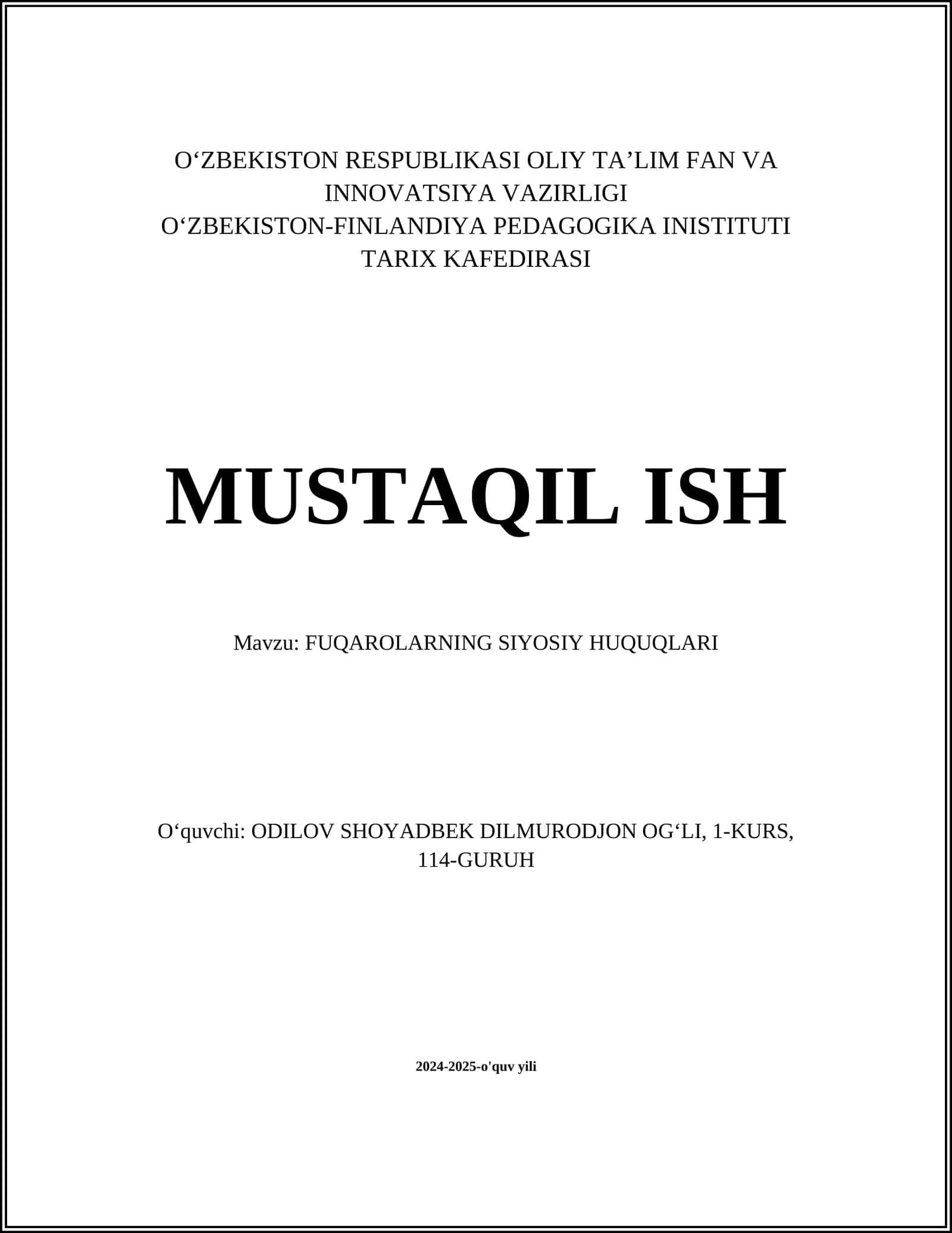 FUQAROLARNING SIYOSIY HUQUQLARI