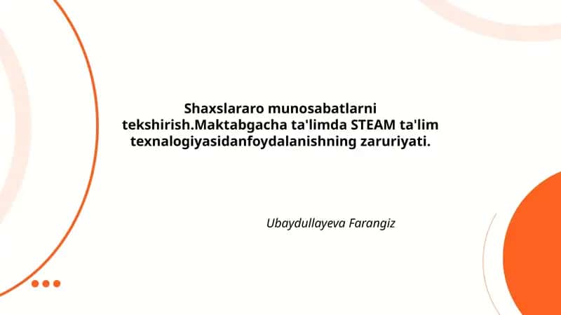 Maktabgacha ta'limda STEAM texnologiyalari