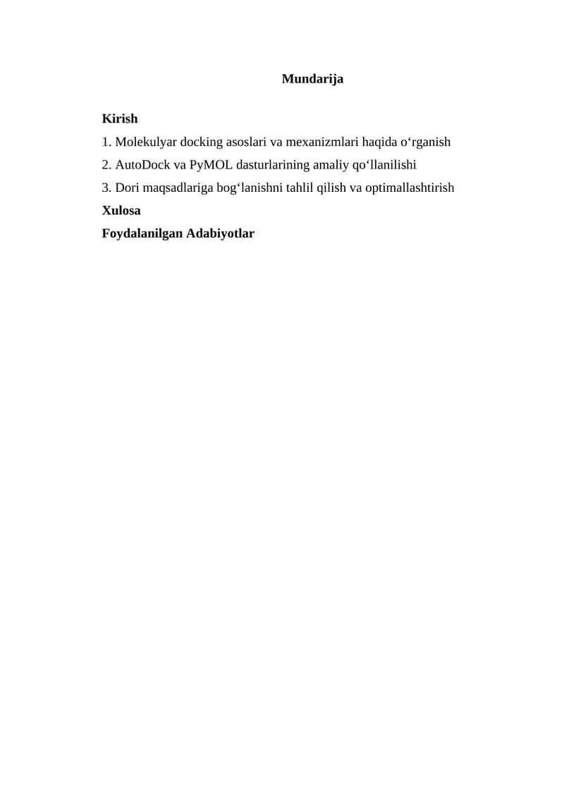 Molekulyar docking asoslari va mexanizmlari