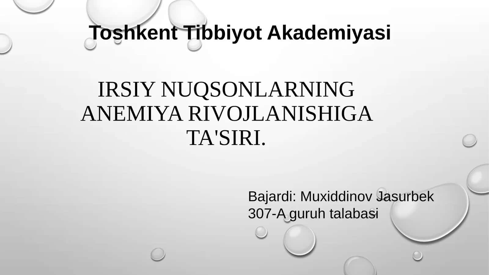 Anemiya va Irsiy Nuqsonlar: Asosiy Tushunchalar