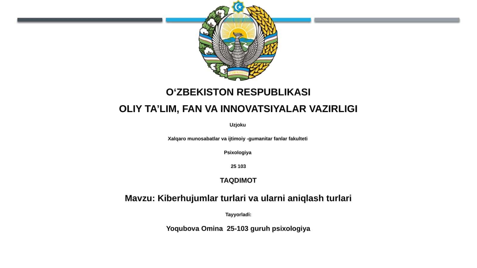 Kiberhujumlar turlari va ularni aniqlash turlari