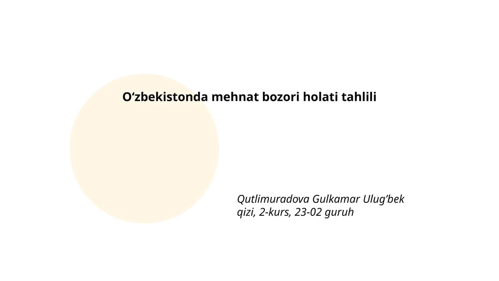 Oʻzbekistonda mehnat bozori holati tahlili