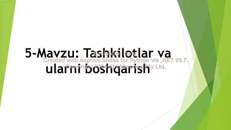 Tashkilotlar va ularni boshqarish