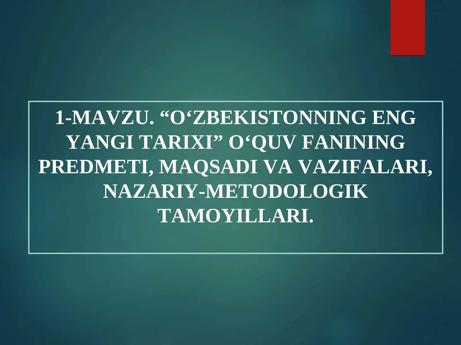 O‘ZBEKISTONNING ENG YANGI TARIXI