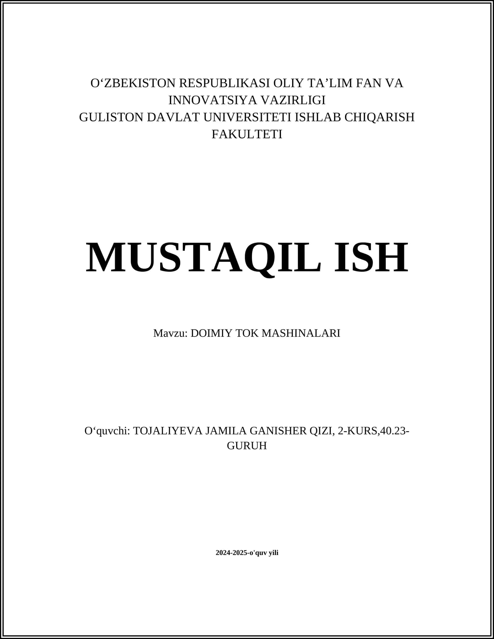 DOIMIY TOK MASHINALARI