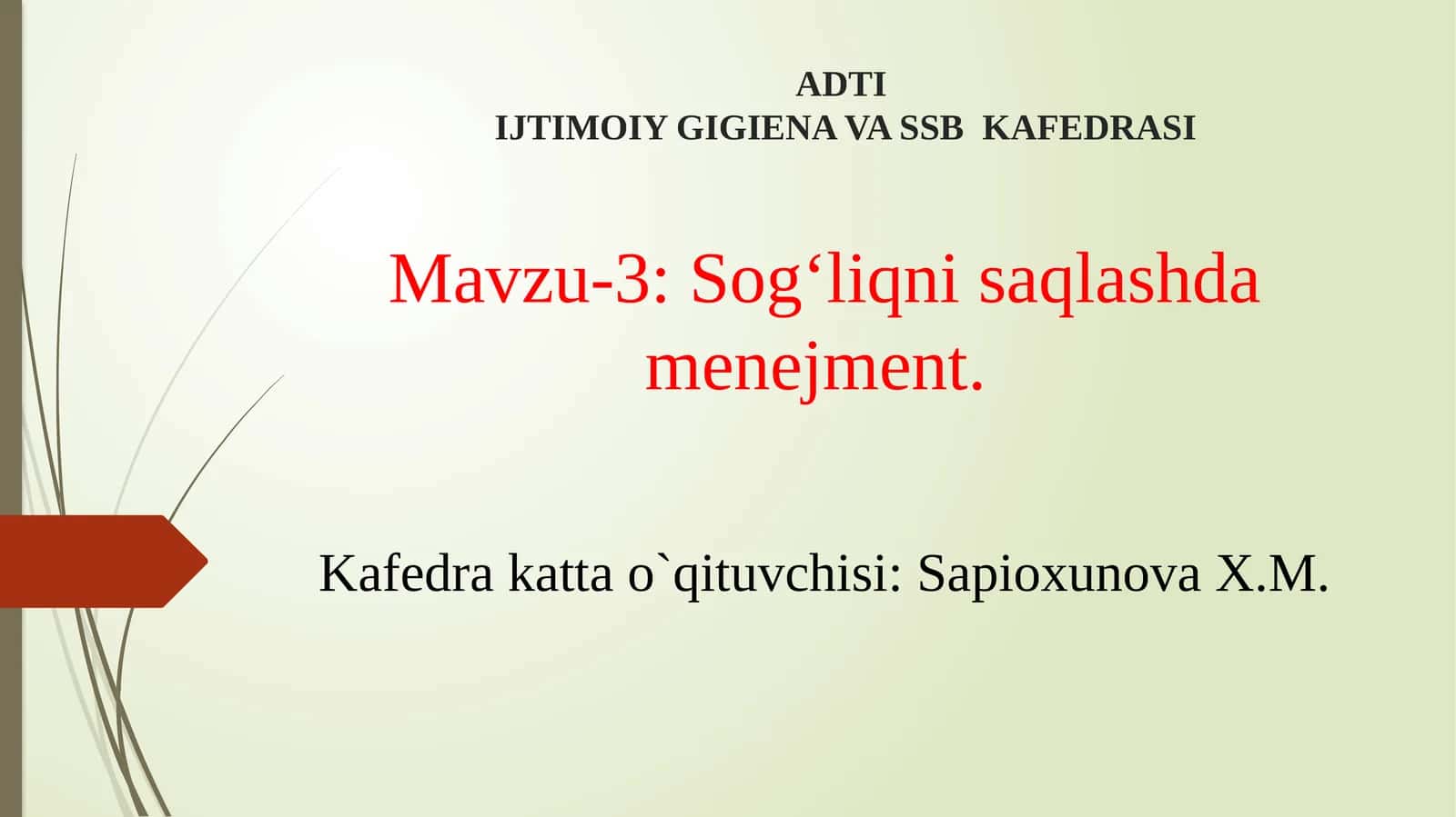 Sog‘liqni saqlashda menedjment