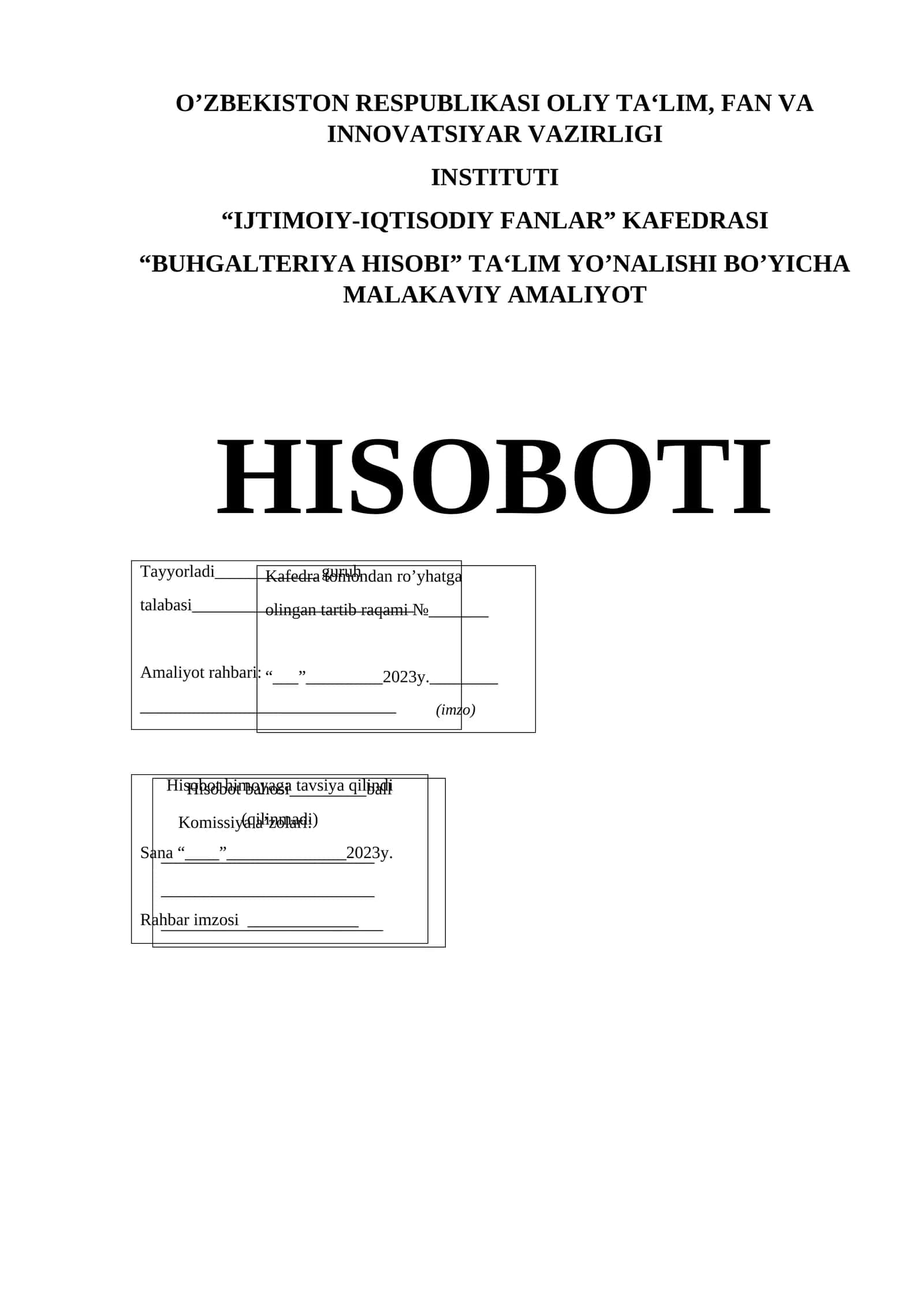 MALAKAVIY AMALIYOT HISOBOTI titul