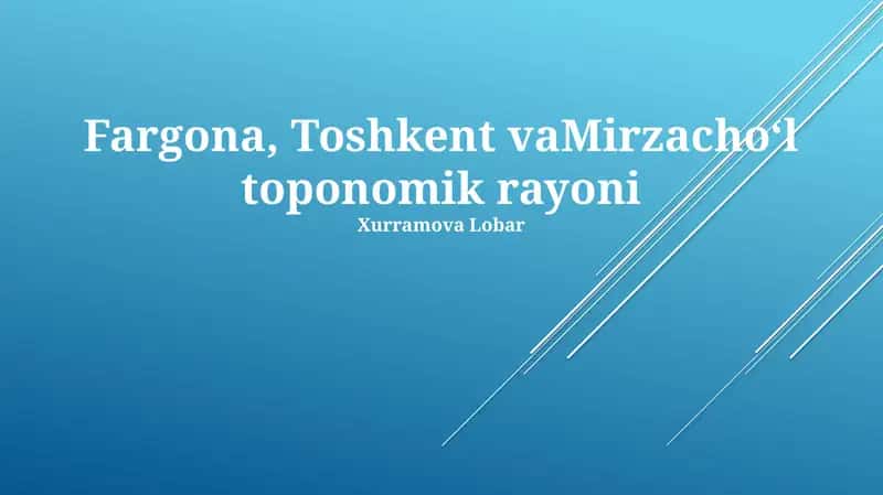 Fargona, Toshkent vaMirzachoʻl toponomik rayoni
