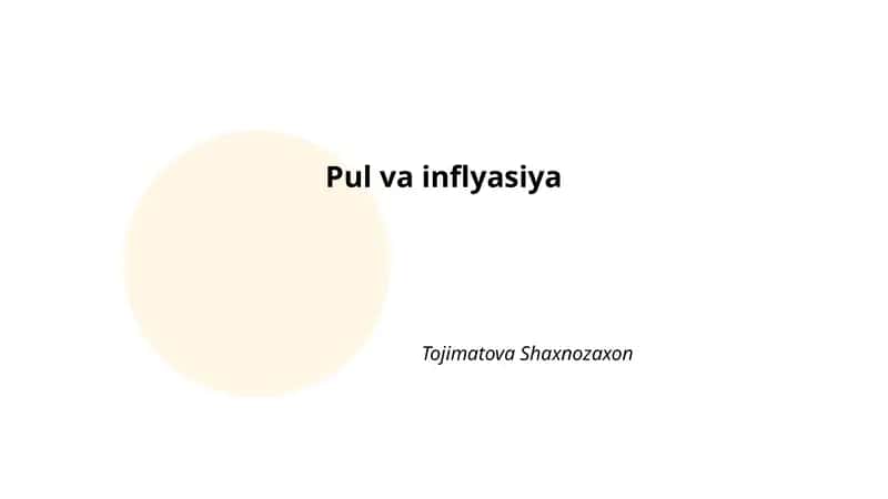Pul va inflyasiya