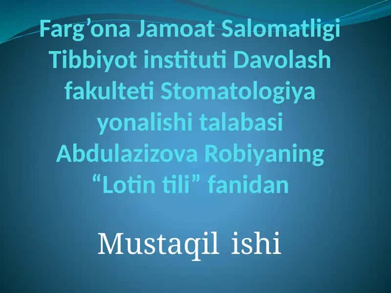 Stomatologiyayonalishitalabasi