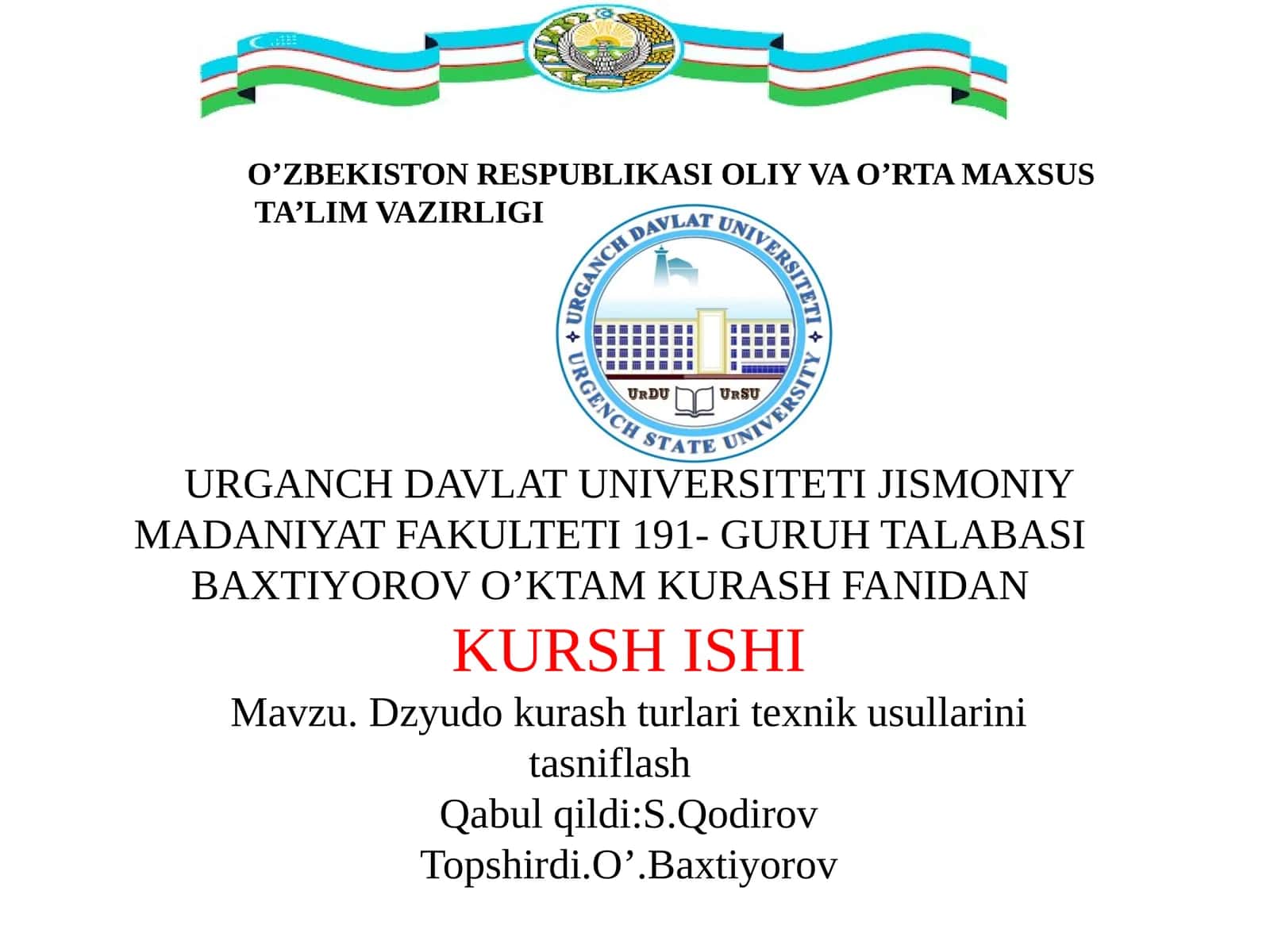 Dzyudo kurash turlari texnik usullarini tasniflash