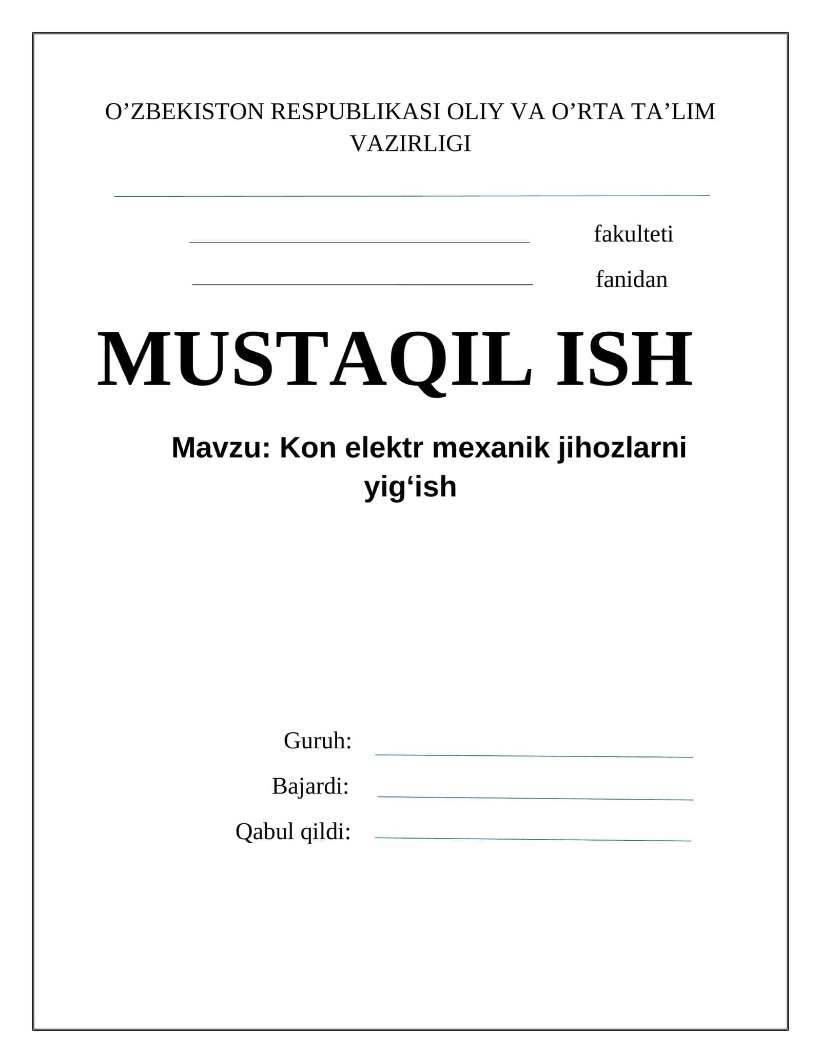 Kon elektro mexanik jihozlarni yig'ish