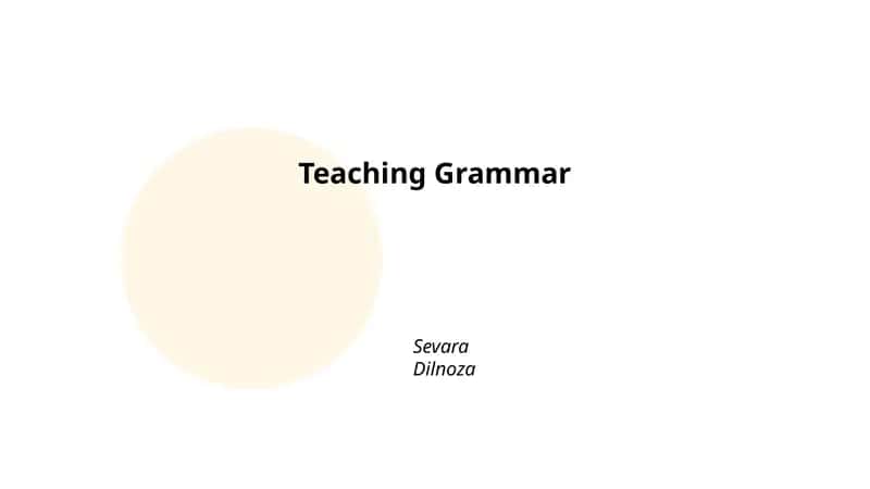 Teaching Grammar