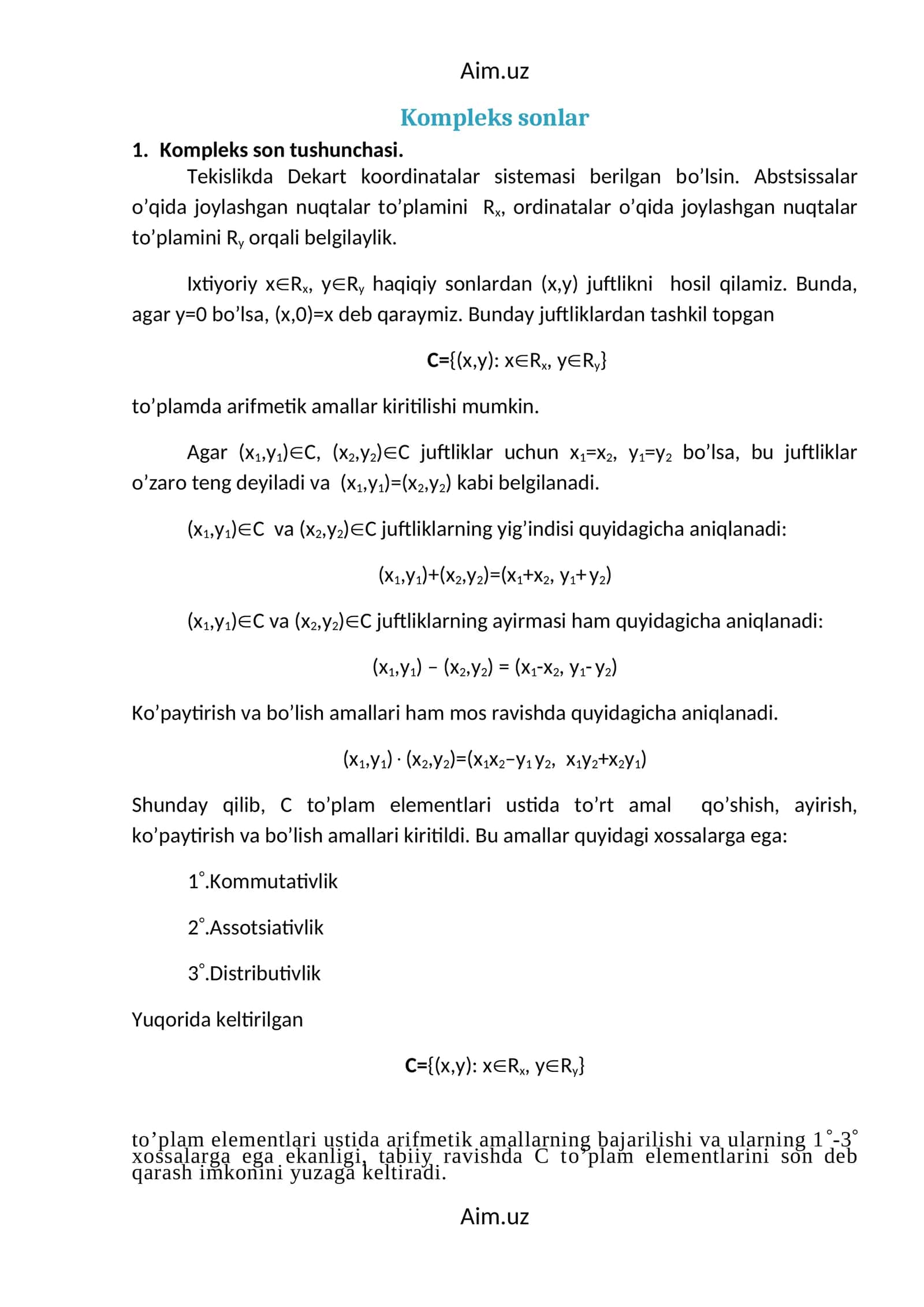 Kompleks sonlar